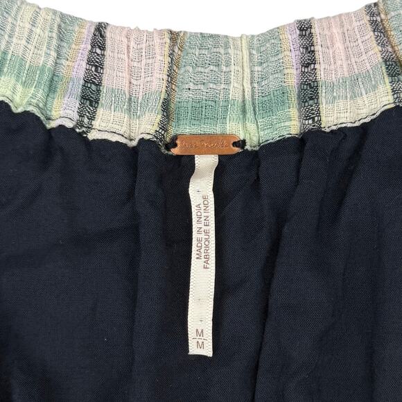 FREE PEOPLE Teagan Blouse With Volume Sleeve In Plaid-Blues Sz Medium - Picture 5 of 7